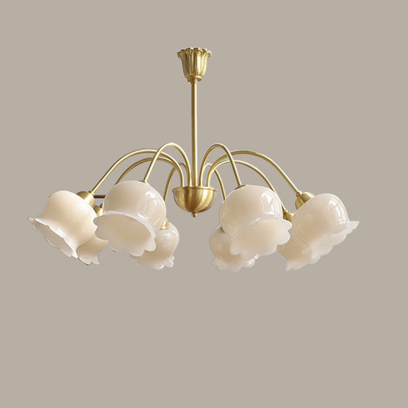 Elegant Brass Bellflower Chandelier with Resin Accents for Living Room