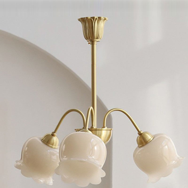 Elegant Brass Bellflower Chandelier with Resin Accents for Living Room