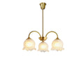 Antique Brass Floral Curved Glass Chandelier for Living Room 3/5/8 Lights