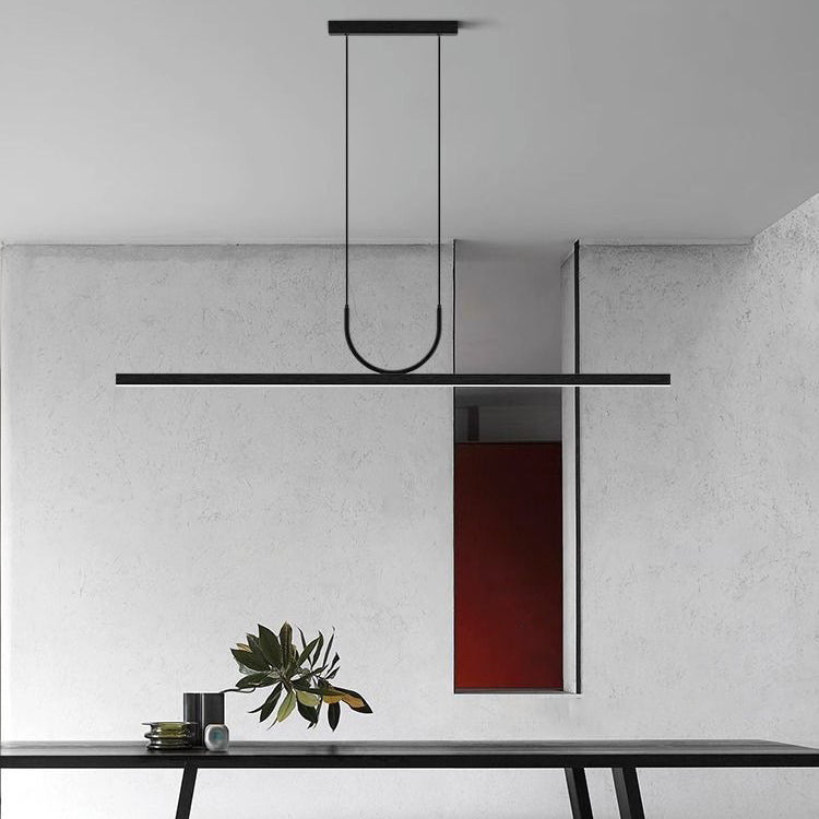 Sleek Black Acrylic LED Chandelier Island Light for Dining Room Decor