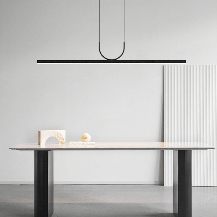 Sleek Black Acrylic LED Chandelier Island Light for Dining Room Decor