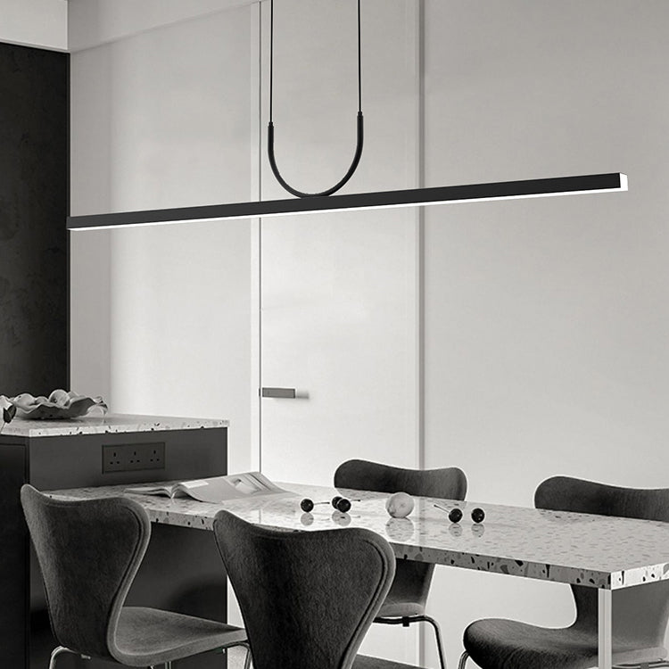 Sleek Black Acrylic LED Chandelier Island Light for Dining Room Decor