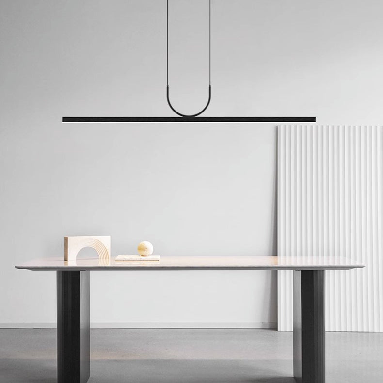Sleek Black Acrylic LED Chandelier Island Light for Dining Room Decor