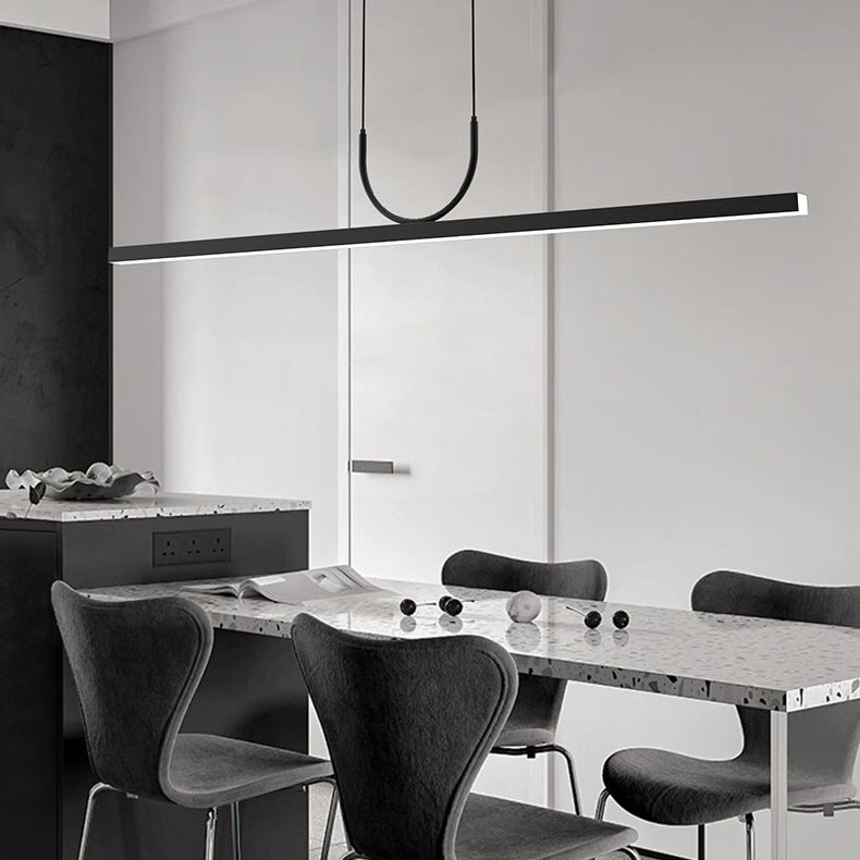 Sleek Black Acrylic LED Chandelier Island Light for Dining Room Decor