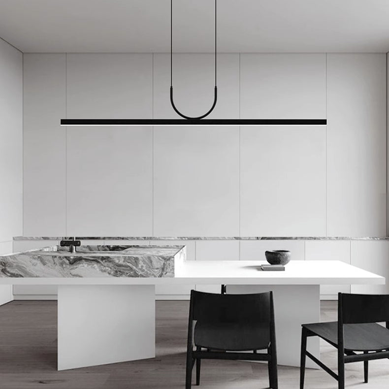 Sleek Black Acrylic LED Chandelier Island Light for Dining Room Decor