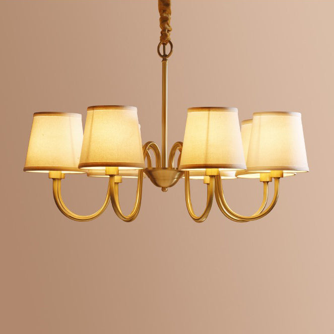 Rustic Round Brass Chandelier with Bent Branch Design for Living Room
