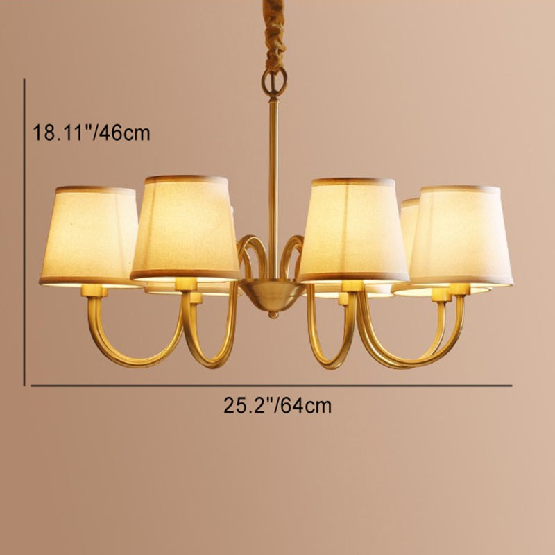 Rustic Round Brass Chandelier with Bent Branch Design for Living Room