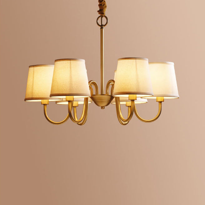 Rustic Round Brass Chandelier with Bent Branch Design for Living Room