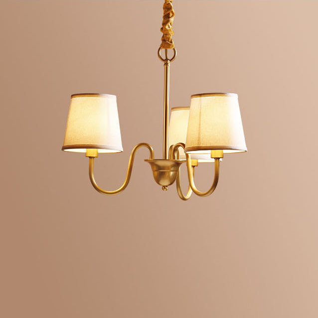 Rustic Round Brass Chandelier with Bent Branch Design for Living Room