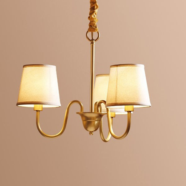 Rustic Round Brass Chandelier with Bent Branch Design for Living Room