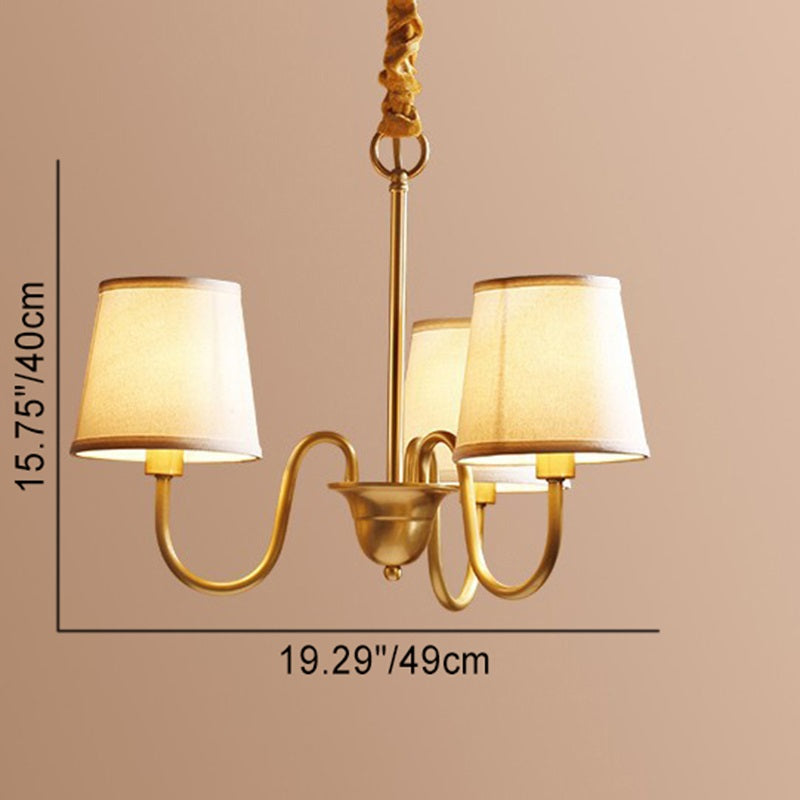 Rustic Round Brass Chandelier with Bent Branch Design for Living Room