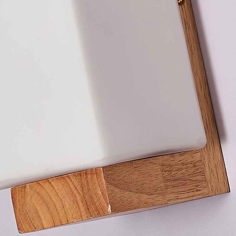 Elegant Japanese Rectangle Wooden Glass Wall Sconce Lamp for Living Room
