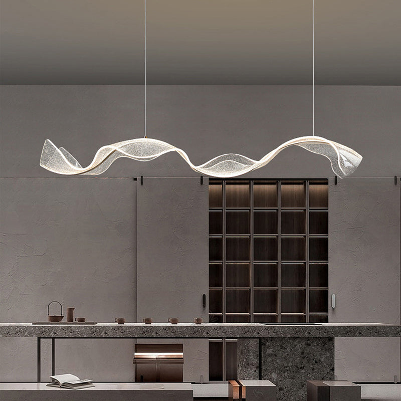 Contemporary White Acrylic LED Chandelier Pendant Light for Living Room