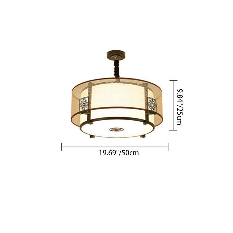 Elegant Round Bamboo Patterned 3-Light Chandelier for Living Room