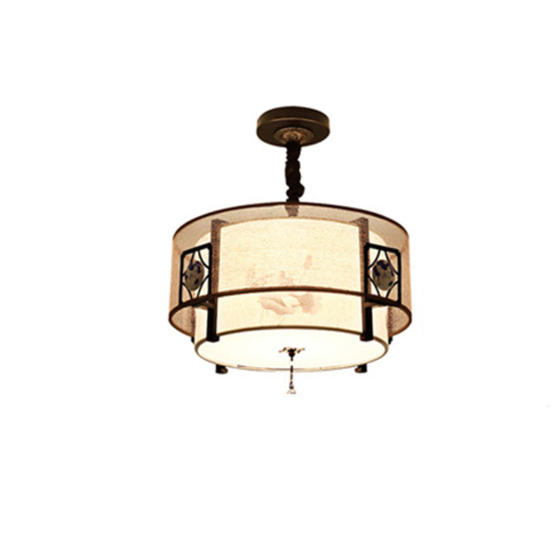 Elegant Round Bamboo Patterned 3-Light Chandelier for Living Room