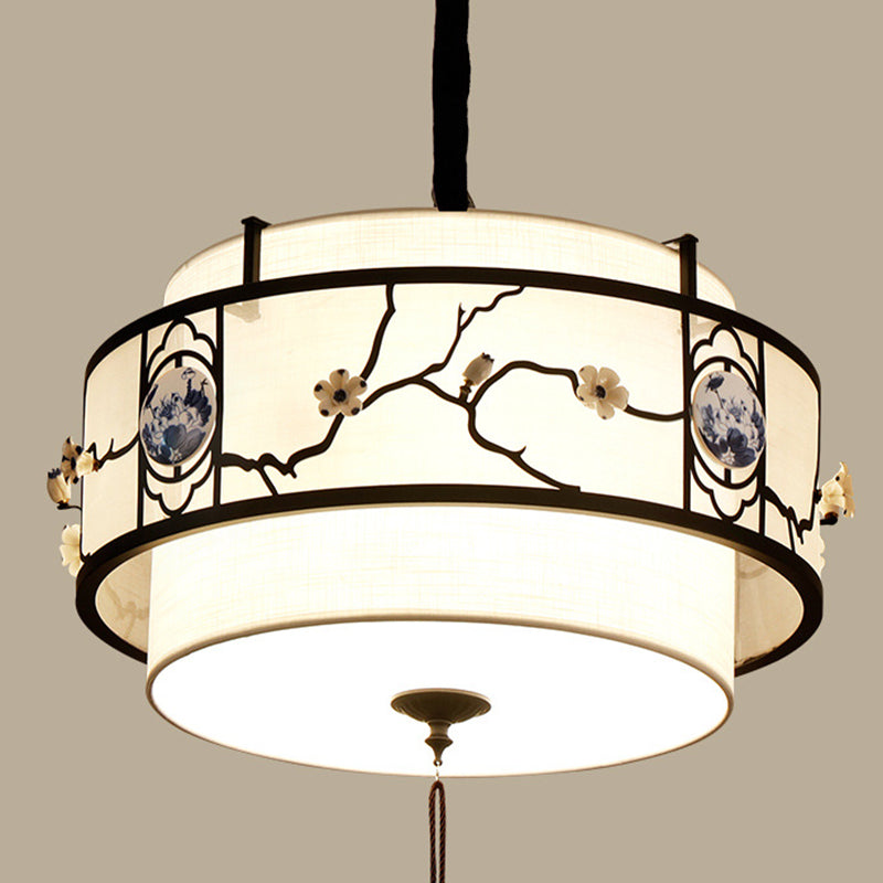 Elegant Round Bamboo Patterned 3-Light Chandelier for Living Room