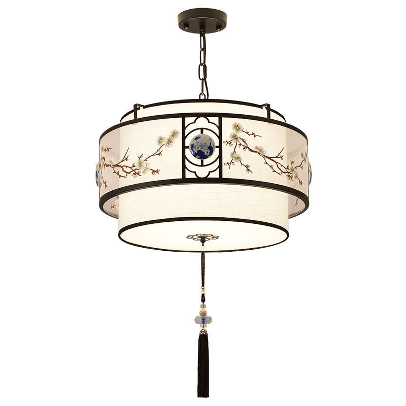 Elegant Round Bamboo Patterned 3-Light Chandelier for Living Room