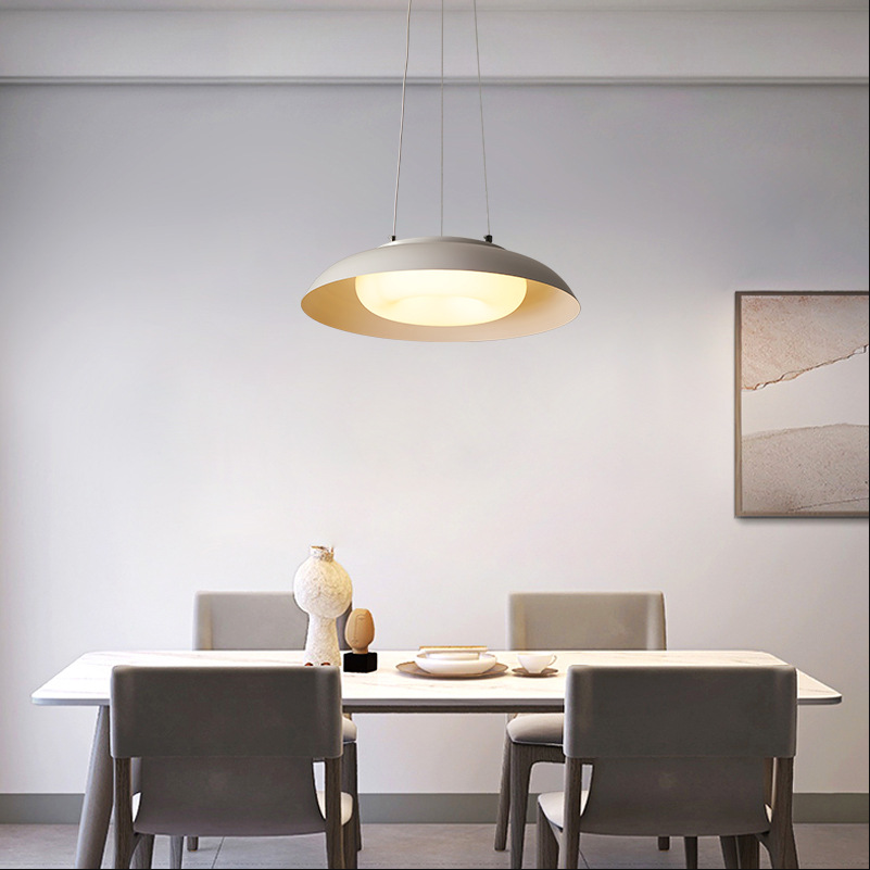 Modern White PE Iron LED Round Chandelier for Living Room Decor