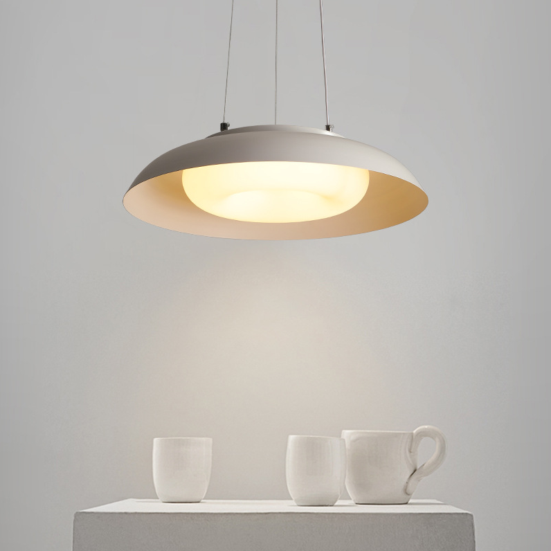 Modern White PE Iron LED Round Chandelier for Living Room Decor