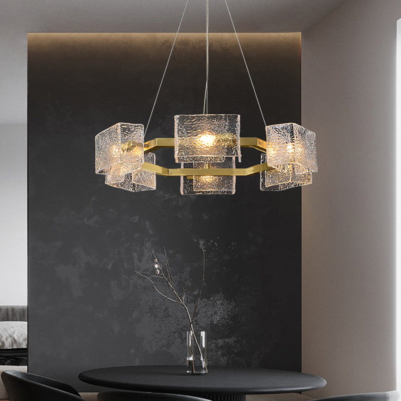 Elegant Modern Iron and Glass Chandelier for Living Room Island Decor