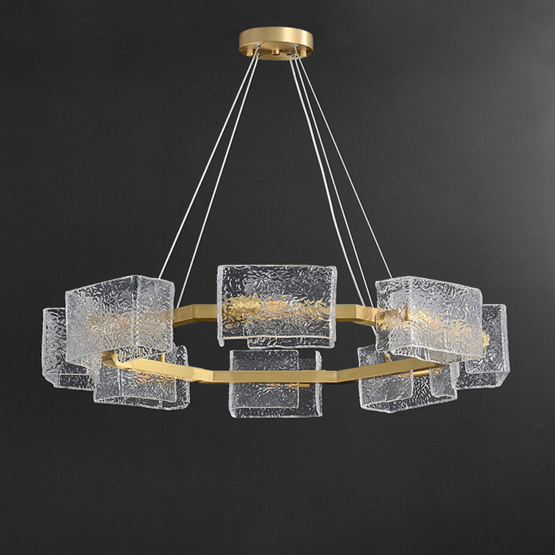 Elegant Modern Iron and Glass Chandelier for Living Room Island Decor