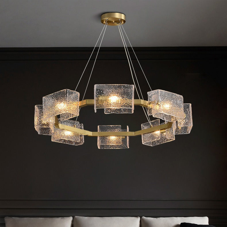 Elegant Modern Iron and Glass Chandelier for Living Room Island Decor