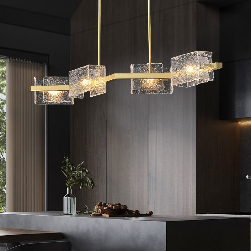 Elegant Modern Iron and Glass Chandelier for Living Room Island Decor