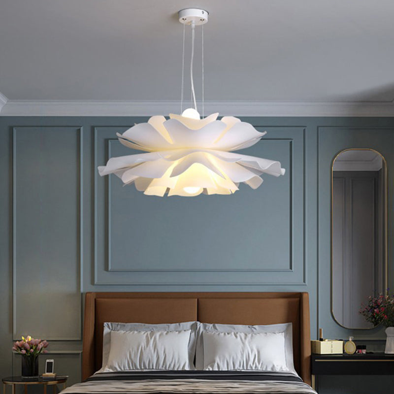 Scandinavian Hibiscus Round Acrylic Aluminum 2-Light Chandelier for Living Room