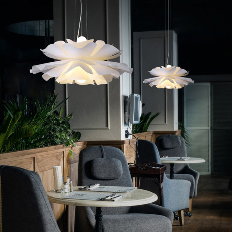 Scandinavian Hibiscus Round Acrylic Aluminum 2-Light Chandelier for Living Room