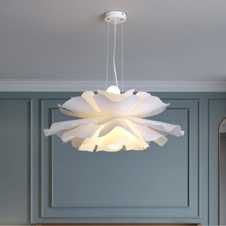 Scandinavian Hibiscus Round Acrylic Aluminum 2-Light Chandelier for Living Room