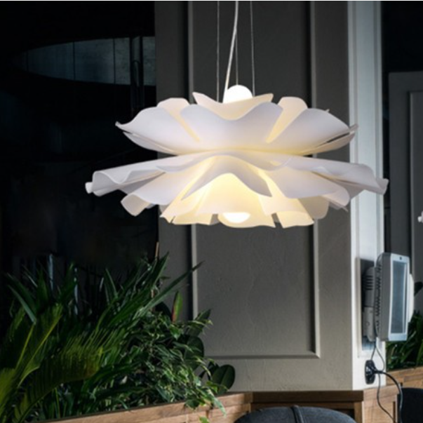 Scandinavian Hibiscus Round Acrylic Aluminum 2-Light Chandelier for Living Room