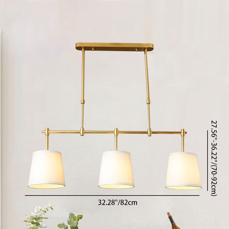 Scandinavian Fabric-Wrapped 3-Light Iron Chandelier for Living Room