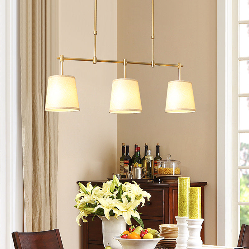 Scandinavian Fabric-Wrapped 3-Light Iron Chandelier for Living Room