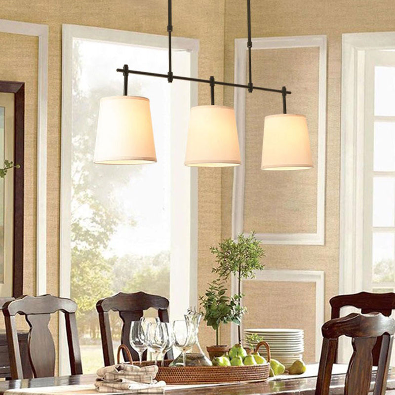 Scandinavian Fabric-Wrapped 3-Light Iron Chandelier for Living Room