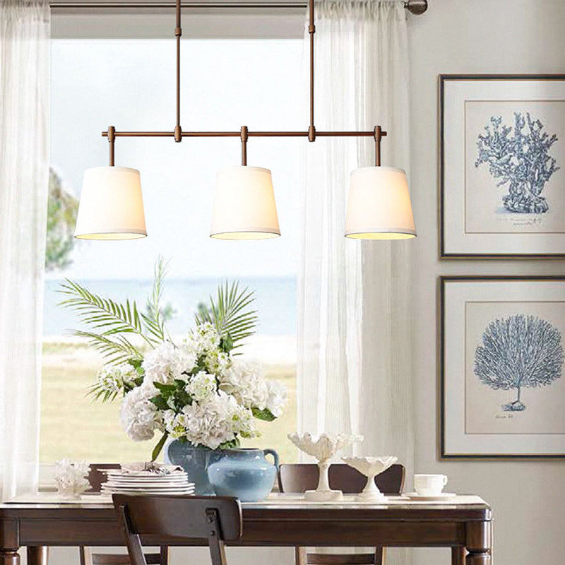 Scandinavian Fabric-Wrapped 3-Light Iron Chandelier for Living Room