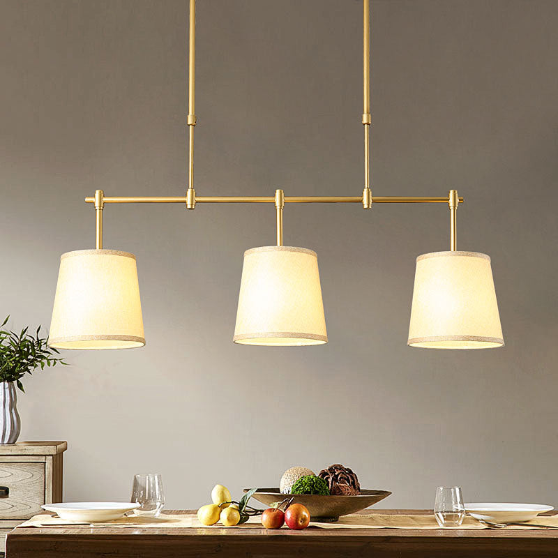 Scandinavian Fabric-Wrapped 3-Light Iron Chandelier for Living Room