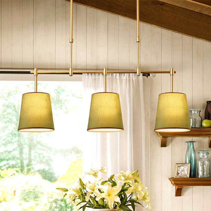 Scandinavian Fabric-Wrapped 3-Light Iron Chandelier for Living Room