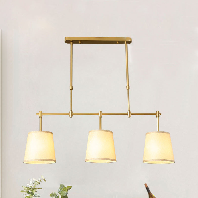 Scandinavian Fabric-Wrapped 3-Light Iron Chandelier for Living Room