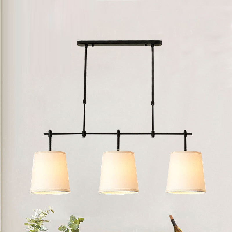 Scandinavian Fabric-Wrapped 3-Light Iron Chandelier for Living Room