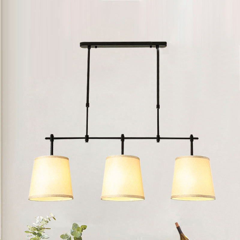 Scandinavian Fabric-Wrapped 3-Light Iron Chandelier for Living Room