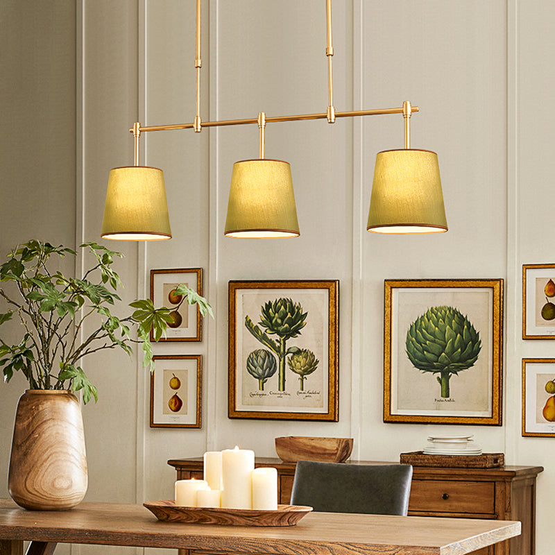 Scandinavian Fabric-Wrapped 3-Light Iron Chandelier for Living Room