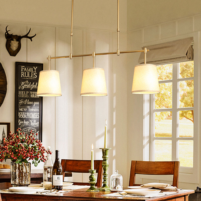 Scandinavian Fabric-Wrapped 3-Light Iron Chandelier for Living Room