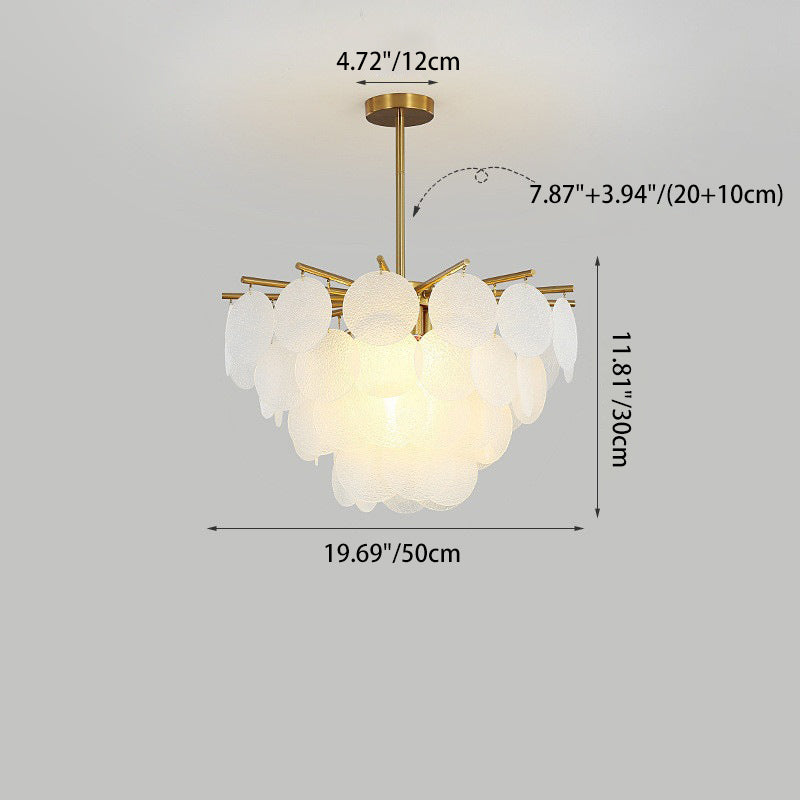 Scandinavian Glass Tapered Round Chandelier in Iron for Modern Living Room