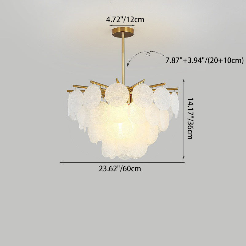 Scandinavian Glass Tapered Round Chandelier in Iron for Modern Living Room
