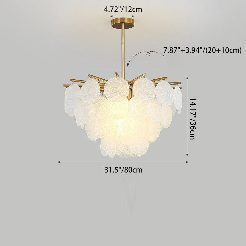Scandinavian Glass Tapered Round Chandelier in Iron for Modern Living Room