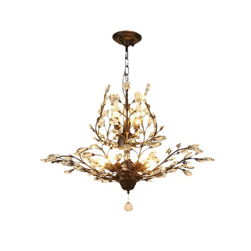 Elegant French Crystal Iron Branch Chandelier for Dining Room Lighting