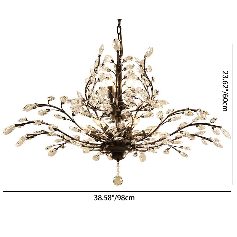 Elegant French Crystal Iron Branch Chandelier for Dining Room Lighting
