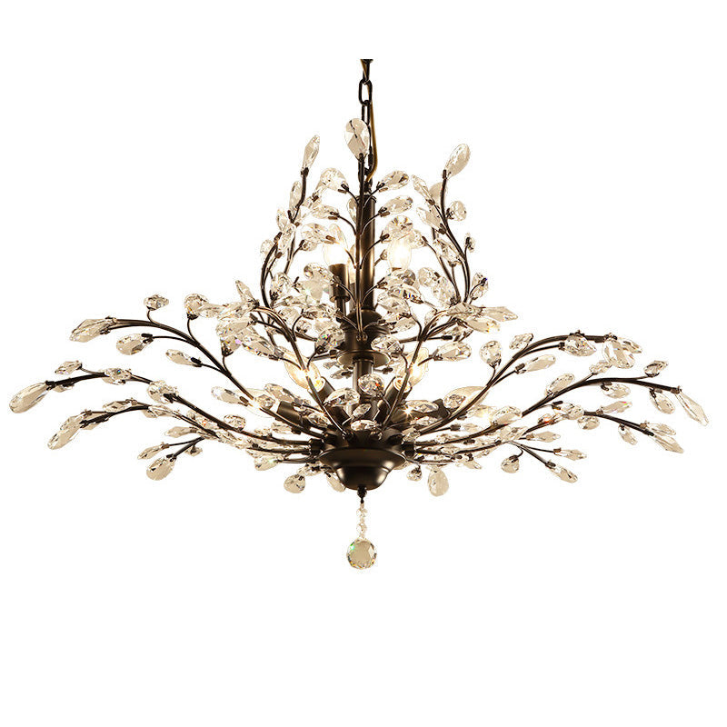 Elegant French Crystal Iron Branch Chandelier for Dining Room Lighting