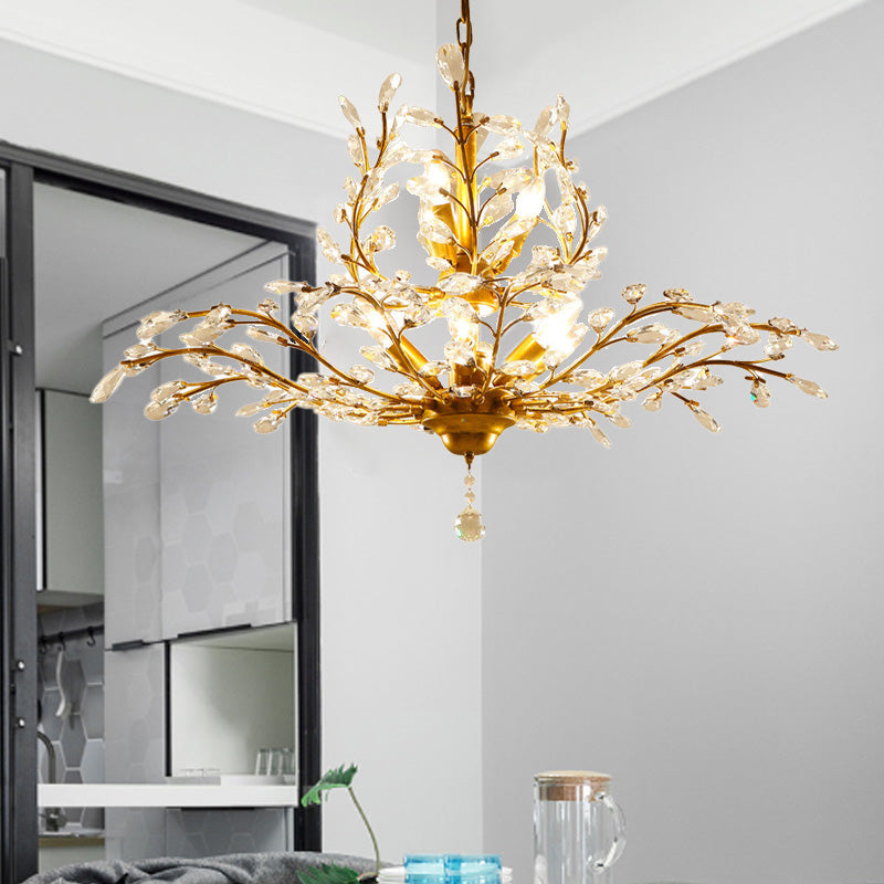 Elegant French Crystal Iron Branch Chandelier for Dining Room Lighting