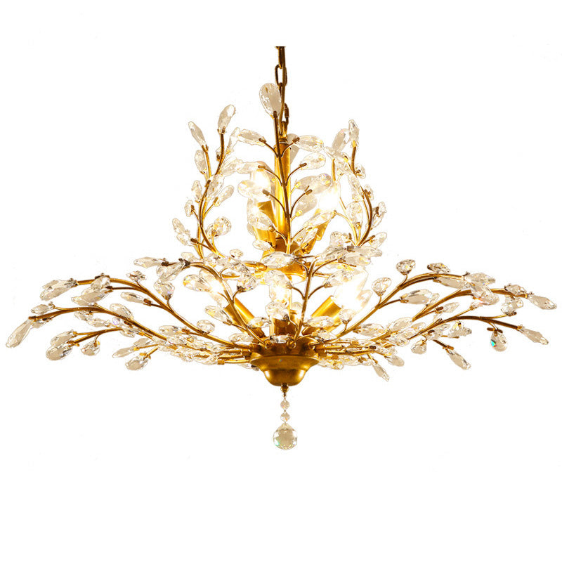 Elegant French Crystal Iron Branch Chandelier for Dining Room Lighting